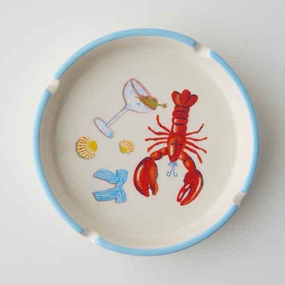 Graphic Printed Round Ashtray - Lobster - NWT - Picture 1 of 3